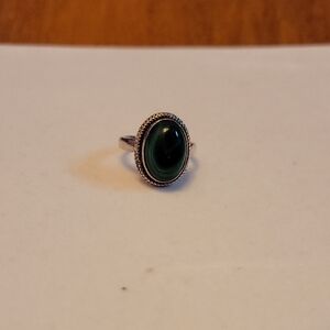 Elegant Green Stone Silver Ring